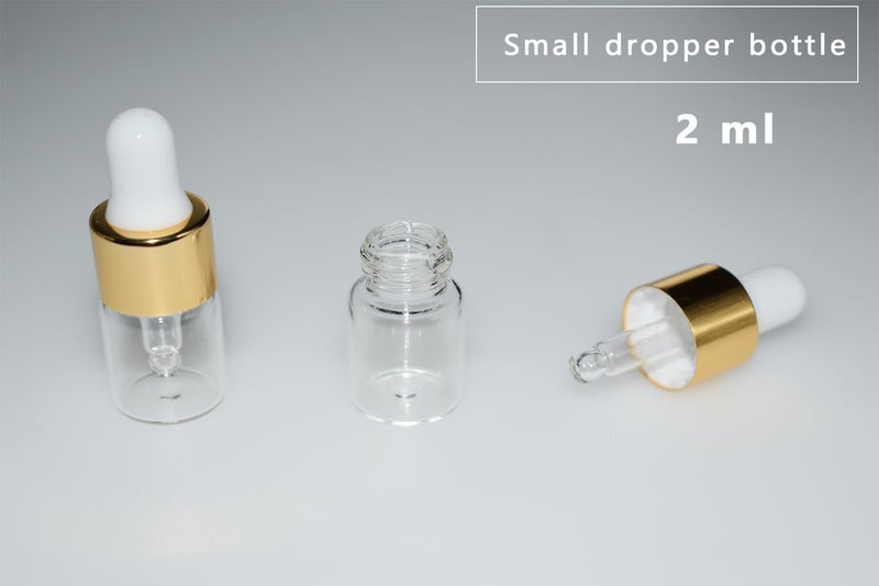 Hustar Small Dropper Bottle, 10pcs 2ml Mini Sample Dropper Bottles Mini Makeup Containers for Travel Liquids Tiny Glass - Image 2